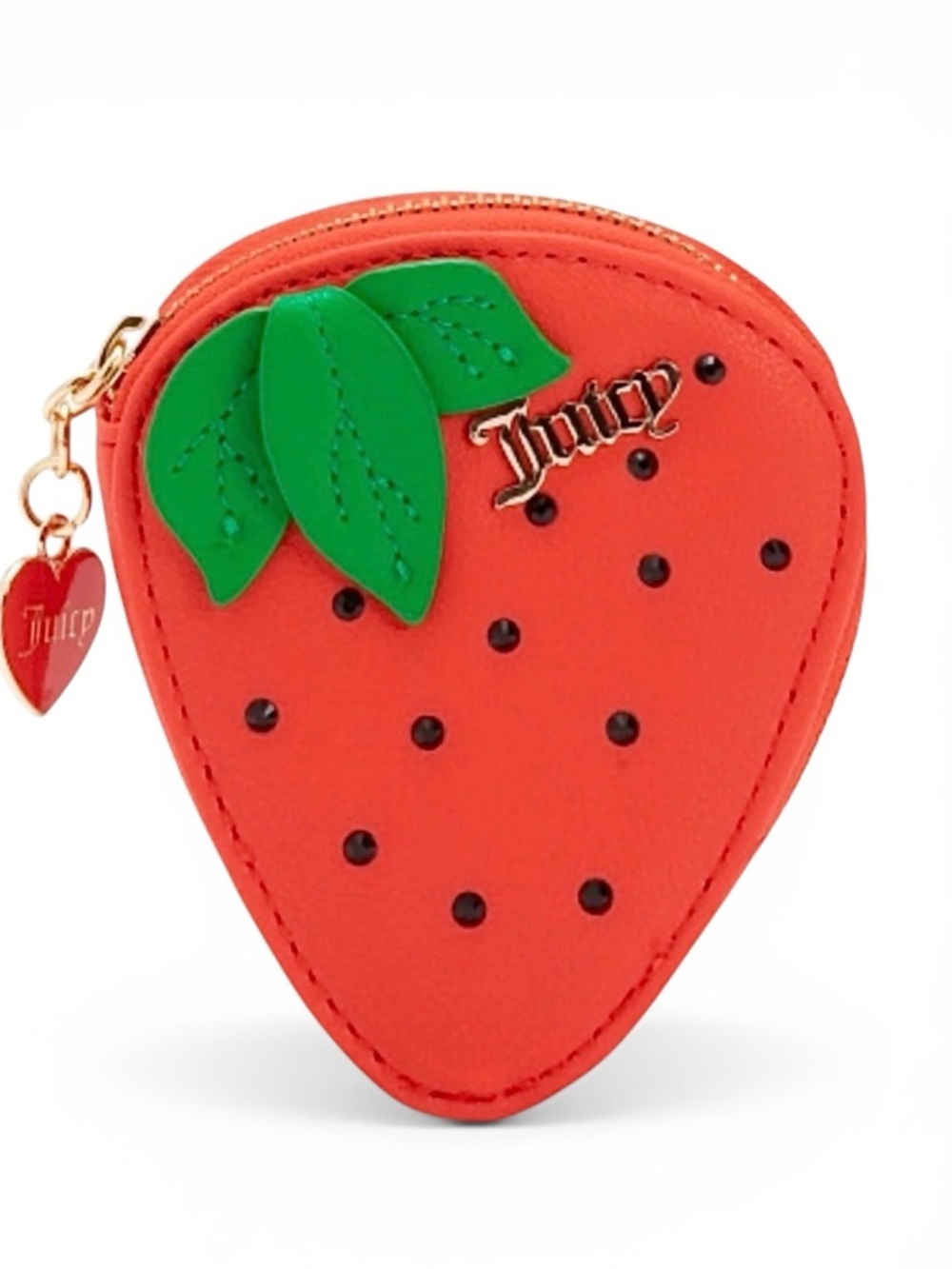 JUICY COUTURE Sweet Juicy Berry Coin Purse with Heart Logo Zipper Charm - NEW